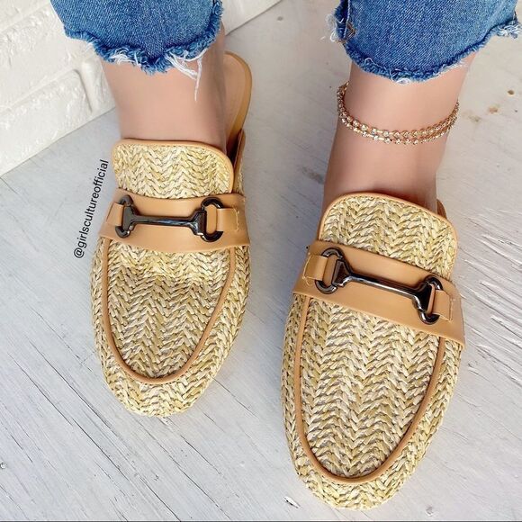 Cork Beige Woven Hand Flats - Picture 2 of 7